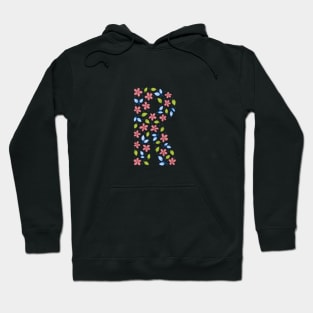 Floral Monogram Letter R - pink and blue Hoodie